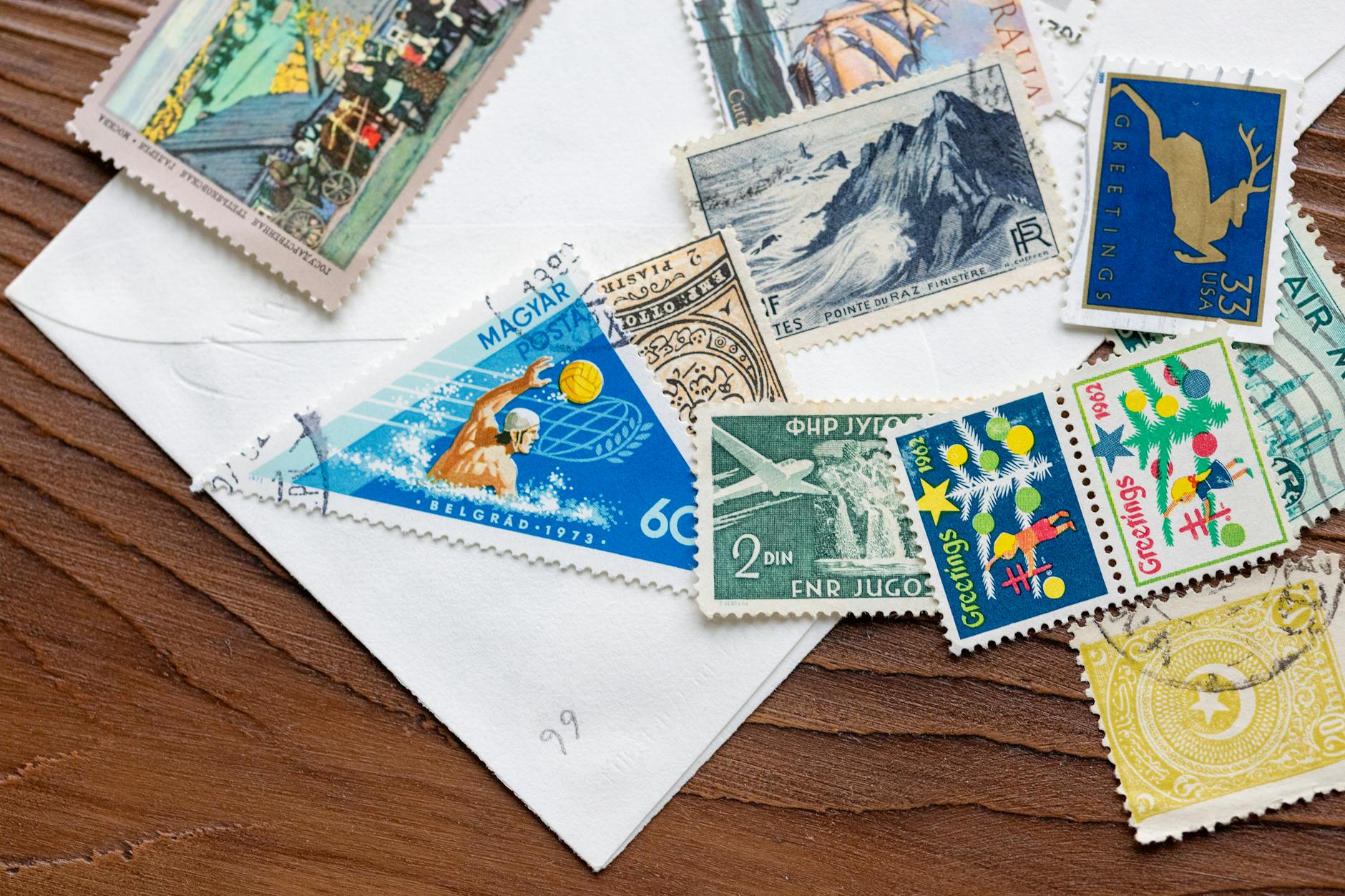collection of international vintage postage stamps